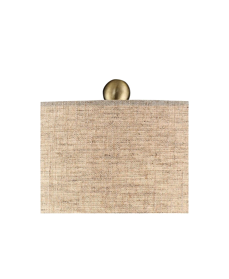 Emma Mid Century Modern Table Lamp with Table Top Dimmer 21" High Wood Brown Finish Ceramic Tan Drum Shade for Living Room Bedroom House Bedside