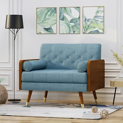 Streamdale Mid-Century Modern Club Chair With Bolster Pillows