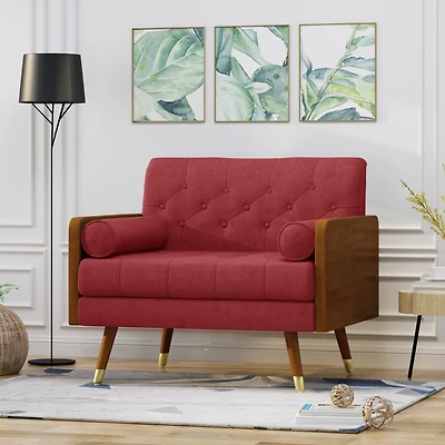 Streamdale Mid-Century Modern Club Chair With Bolster Pillows