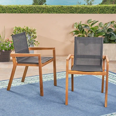Streamdale Versatile Outdoor Mesh And Wood Dining Chair