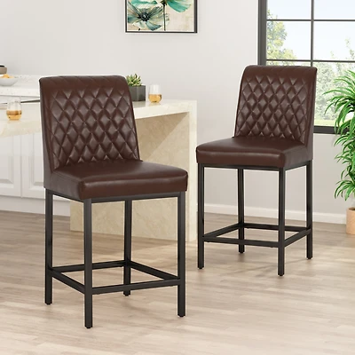 Streamdale Contemporary Diamond-Stitched Upholstered Counter Stool