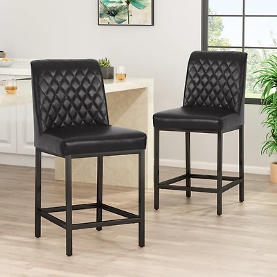 Streamdale Contemporary Diamond-Stitched Upholstered Counter Stool