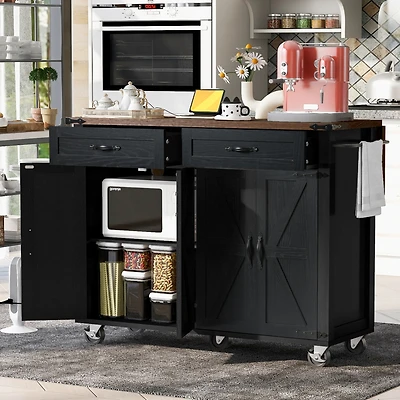 Streamdale Farmhouse Kitchen Island with Drop Leaf and Storage