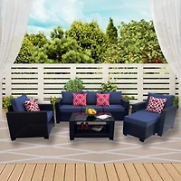 Streamdale 7-Piece Outdoor Rattan Sofa Set with Cushions
