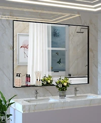 Simplie Fun 60x36" Oversized Rectangle Mirror with Removable Tray & Aluminum Frame