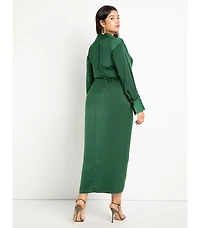 Eloquii Plus Satin Maxi Wrap Dress