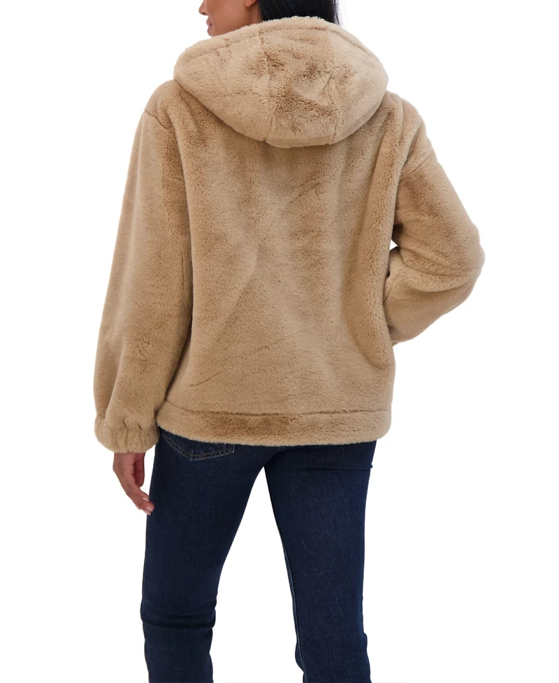 Sebby Juniors' Reversible Faux Fur Hooded Bomber Jacket