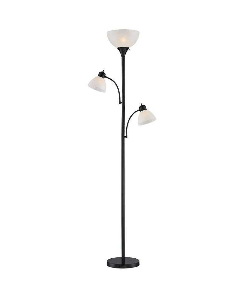 360 Lighting Bingham Modern Torchiere Floor Lamp with Side Lights 71 1/2" Tall Black Metal White Shade for Living Room Reading Bedroom Office Hou