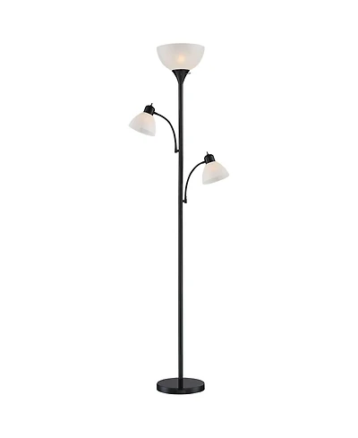 360 Lighting Bingham Modern Torchiere Floor Lamp with Side Lights 71 1/2" Tall Black Metal White Shade for Living Room Reading Bedroom Office Hou