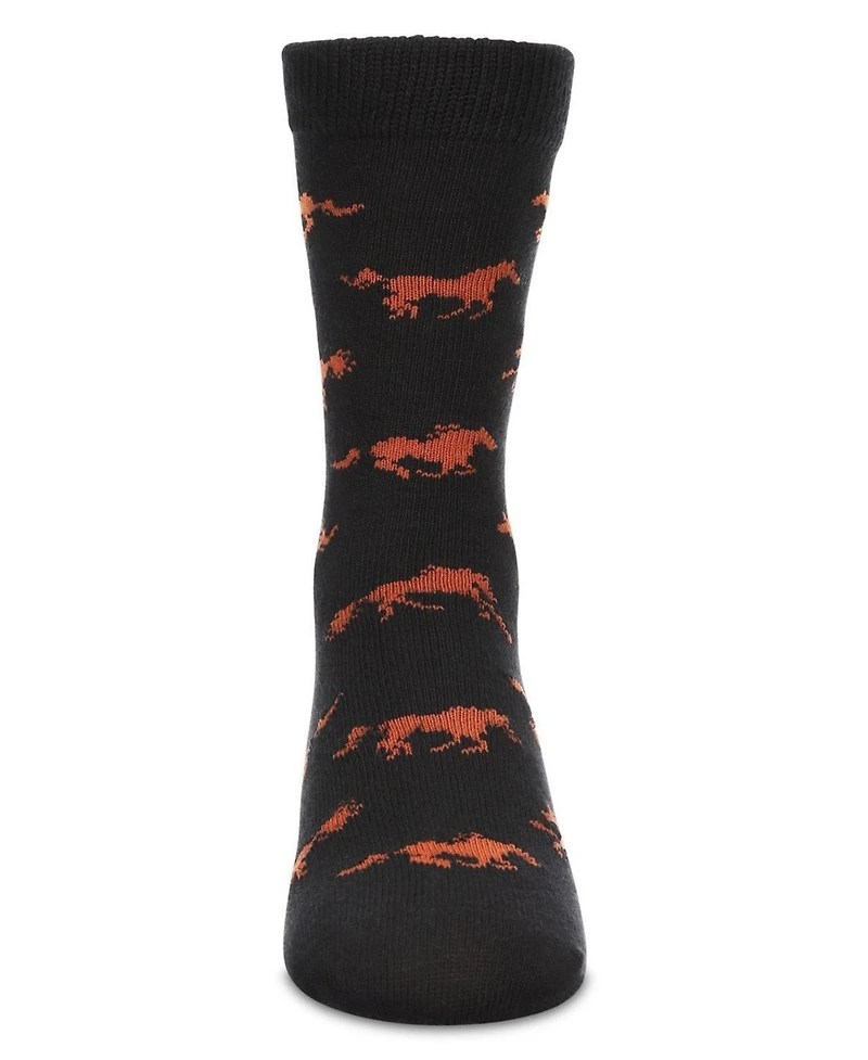 Memoi Boys Galloping Horse Cotton Crew Socks