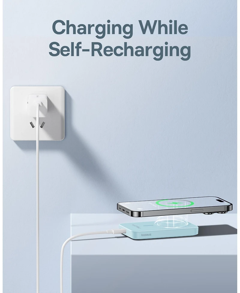 Baseus Wireless Portable Charger Magnetic Power Bank 5000mAh MagSafe Charger, Purple