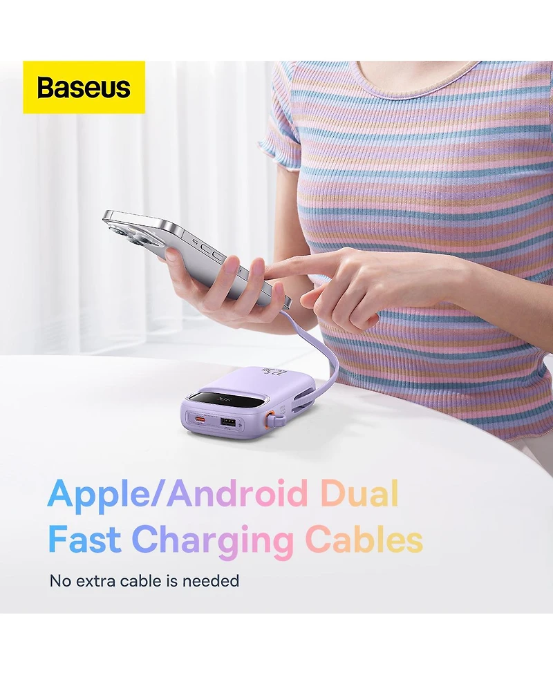 Baseus Portable Charger Power Bank,22.5W 10000mAh Fast Charging Portable Phone Charger, Purple