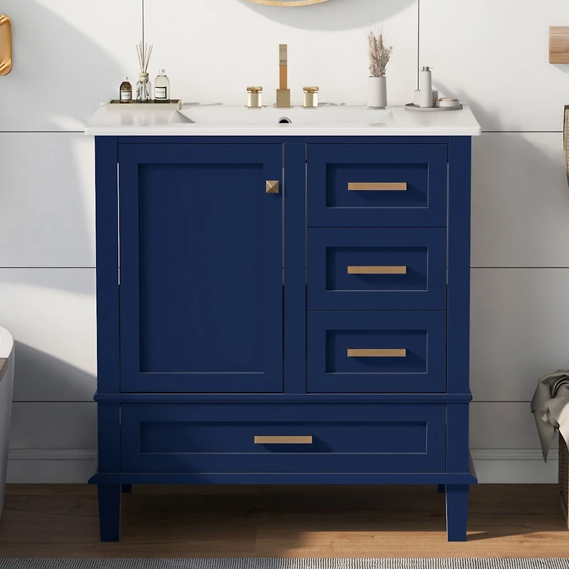 Streamdale 30" Modern Blue Bathroom Vanity with Sink and Storage