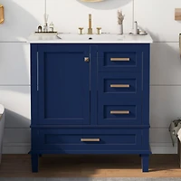 Streamdale 30" Modern Blue Bathroom Vanity with Sink and Storage
