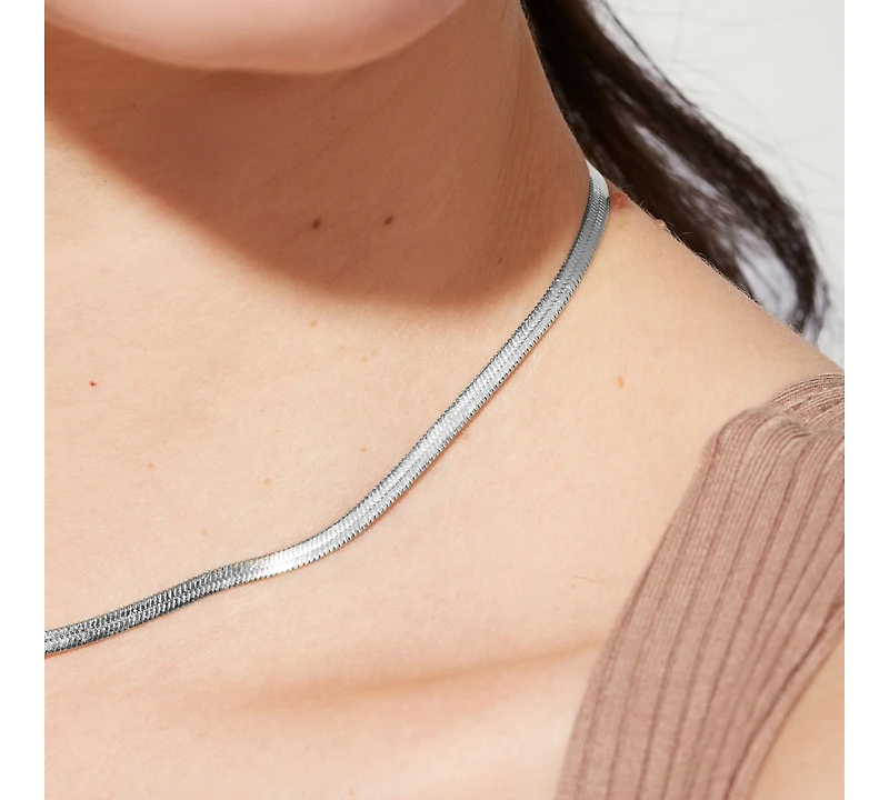 Ana Luisa Herringbone Chain Necklace - Ina Silver
