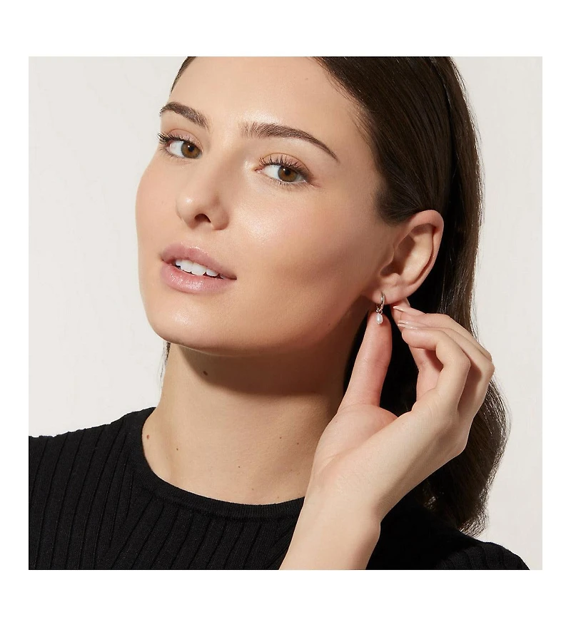 Ana Luisa Pearl Huggie Hoops - Frida Silver