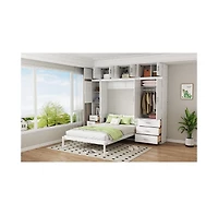 Simplie Fun Full Size Murphy Bed with Lockers & Wardrobes