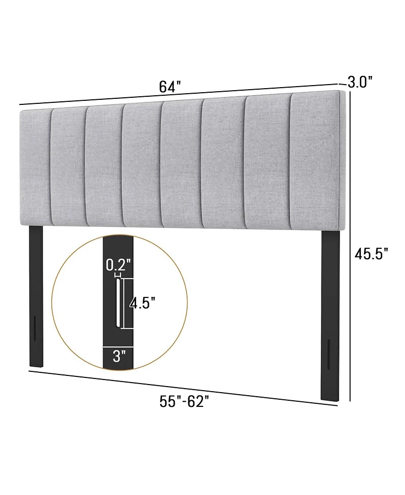 Slickblue Linen Upholstered Headboard with Solid Wood Legs and Adjustable Width