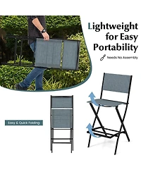 Slickblue Folding Bar Stools Set of 2 Backrest Humanized Footrest