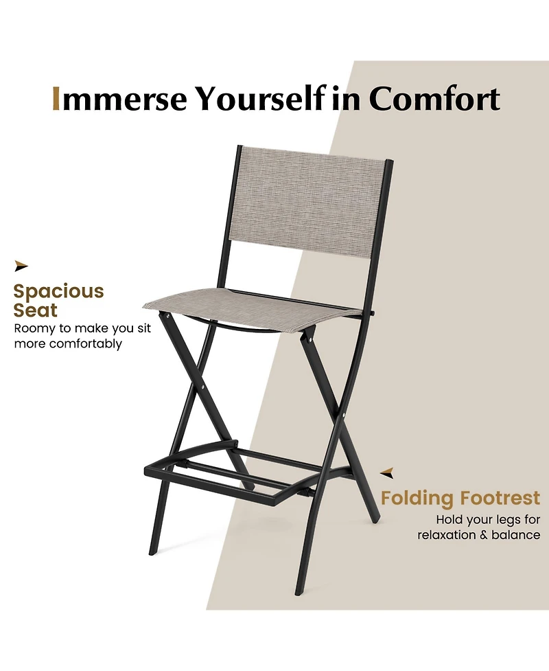 Slickblue Folding Bar Stools Set of 2 Backrest Humanized Footrest
