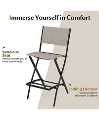 Slickblue Folding Bar Stools Set of 2 Backrest Humanized Footrest