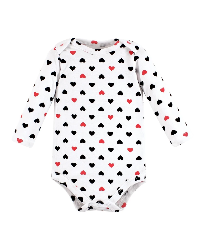 Hudson Baby Girls Cotton Long-Sleeve Bodysuits 5-Pack