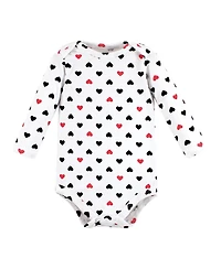 Hudson Baby Girls Cotton Long-Sleeve Bodysuits 5-Pack