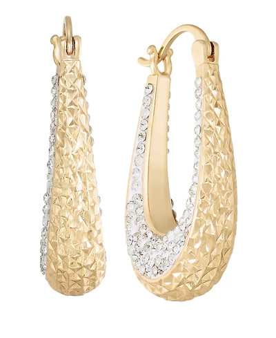 And Now This Clear Crystal Diamond Cut Long Oval Hoop Earring