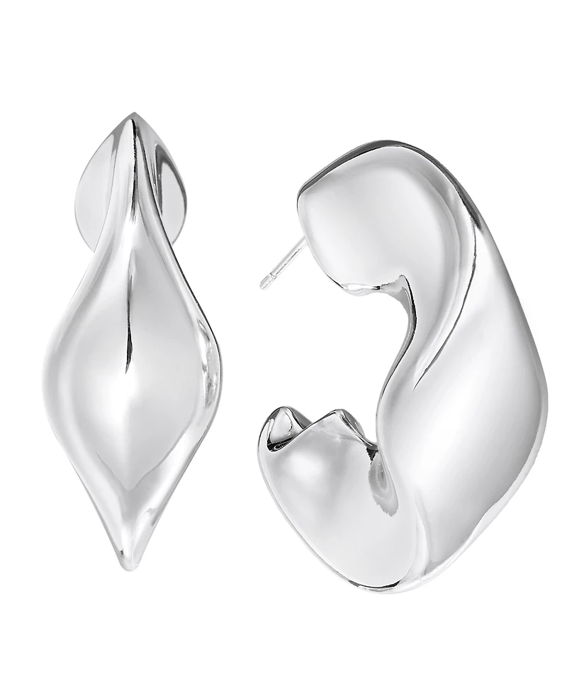 And Now This Silver Plated or 18k Gold Plated Brass Wavy C Hoop Earring