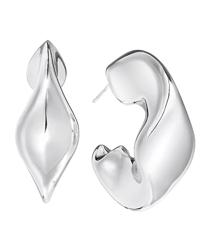And Now This Silver Plated or 18k Gold Plated Brass Wavy C Hoop Earring