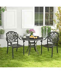 2 Pieces Patio Cast Aluminum Dining Chairs with Armrests