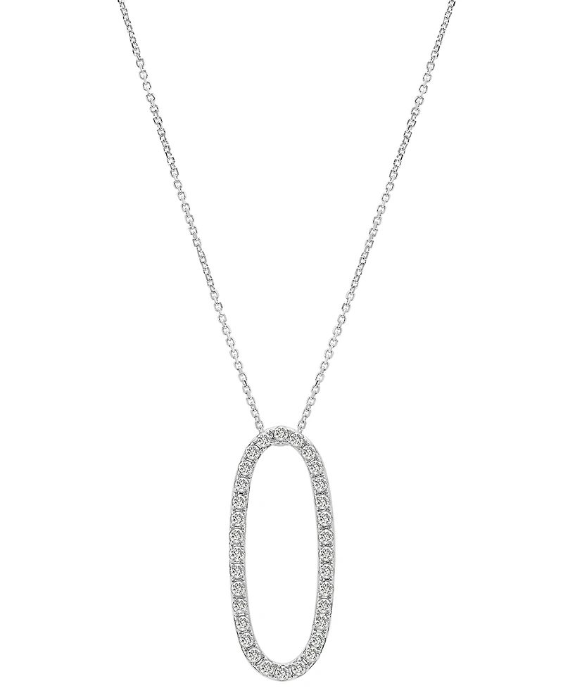 Diamond Open Oval 18" Pendant Necklace (1/2 ct. t.w.) 14k White or Yellow Gold, Created for Macy's