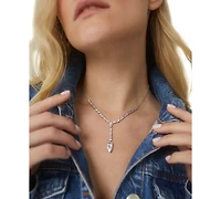 Eliot Danori Rhodium-Plated Cubic Zirconia Lariat Necklace, 16" + 2" extender, Created for Macy's