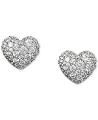 Eliot Danori Rhodium-Plated Pave Heart Stud Earrings, Created for Macy's