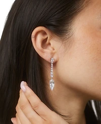 Eliot Danori Rhodium-Plated Cubic Zirconia Linear Drop Earrings, Created for Macy's
