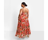 Rebdolls Plus Size Renata Floral Tiered Maxi Skater Dress