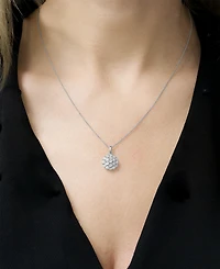 Diamond Cluster 18" Pendant Necklace (1/10 ct. t.w.) in Sterling Silver, Created for Macy's (A $170 Value)