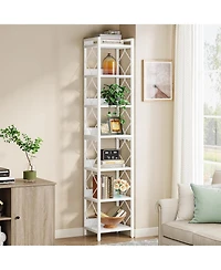 Tribesigns 78.7 Inch Extra Tall Narrow Bookshelf, 7 Tier Skinny Bookcase for Small Spaces, Freestanding Display Shelves