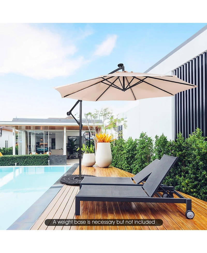 Patio Solar Powered Cantilever Umbrella with Tilting System