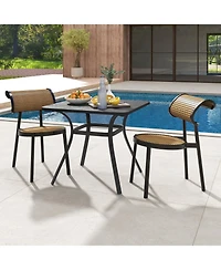 Slickblue 32 Inch Patio Dining Table Metal Square Table for Dining with 4 Curved Legs-Grey