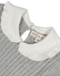 Hope & Henry Big Girls Organic Long Sleeve Cable Knit Peter Pan Collar Sweater Dress