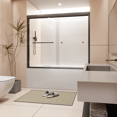 Streamdale Furniture 56"-60"W Semi-Frameless Double Sliding Tub Door, 1/4" Tempered Glass