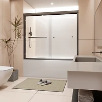 Streamdale Furniture 56"-60"W Semi-Frameless Double Sliding Tub Door, 1/4" Tempered Glass