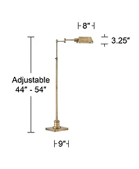Regency Hill Industrial Adjustable Swing Arm Pharmacy Floor Lamp with Usb Charging Port 54" Tall Aged Brass Living Room Reading