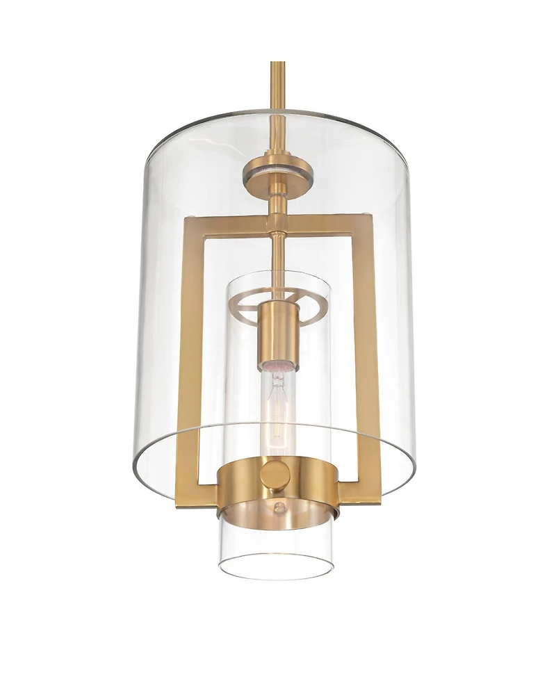 Possini Euro Design Camden Warm Brass Gold Mini Pendant 10" Wide Modern Clear Glass Fixture for Dining Room House Kitchen Island
