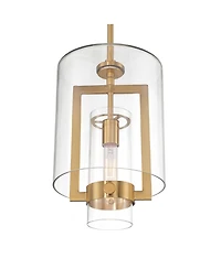 Possini Euro Design Camden Warm Brass Gold Mini Pendant 10" Wide Modern Clear Glass Fixture for Dining Room House Kitchen Island