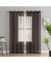 Hlc.me 2 Piece Semi Sheer Voile Window Curtain Drapes Grommet Panels for Bedroom