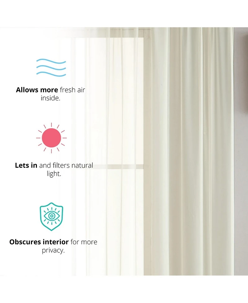 Hlc.me 2 Pack Sheer Voile Window Curtain Sheer Panels