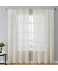 Hlc.me Monaco Premium Soft Decorative Ombre Lace Semi Sheer Light Filtering Rod Pocket Curtain Panels