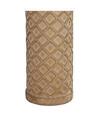 360 Lighting Gisele Cottage Table Lamp 24" High Gold Wash Lattice Column Tapered Drum Shade for Bedroom Living Room Bedside Nightstand Office Kid